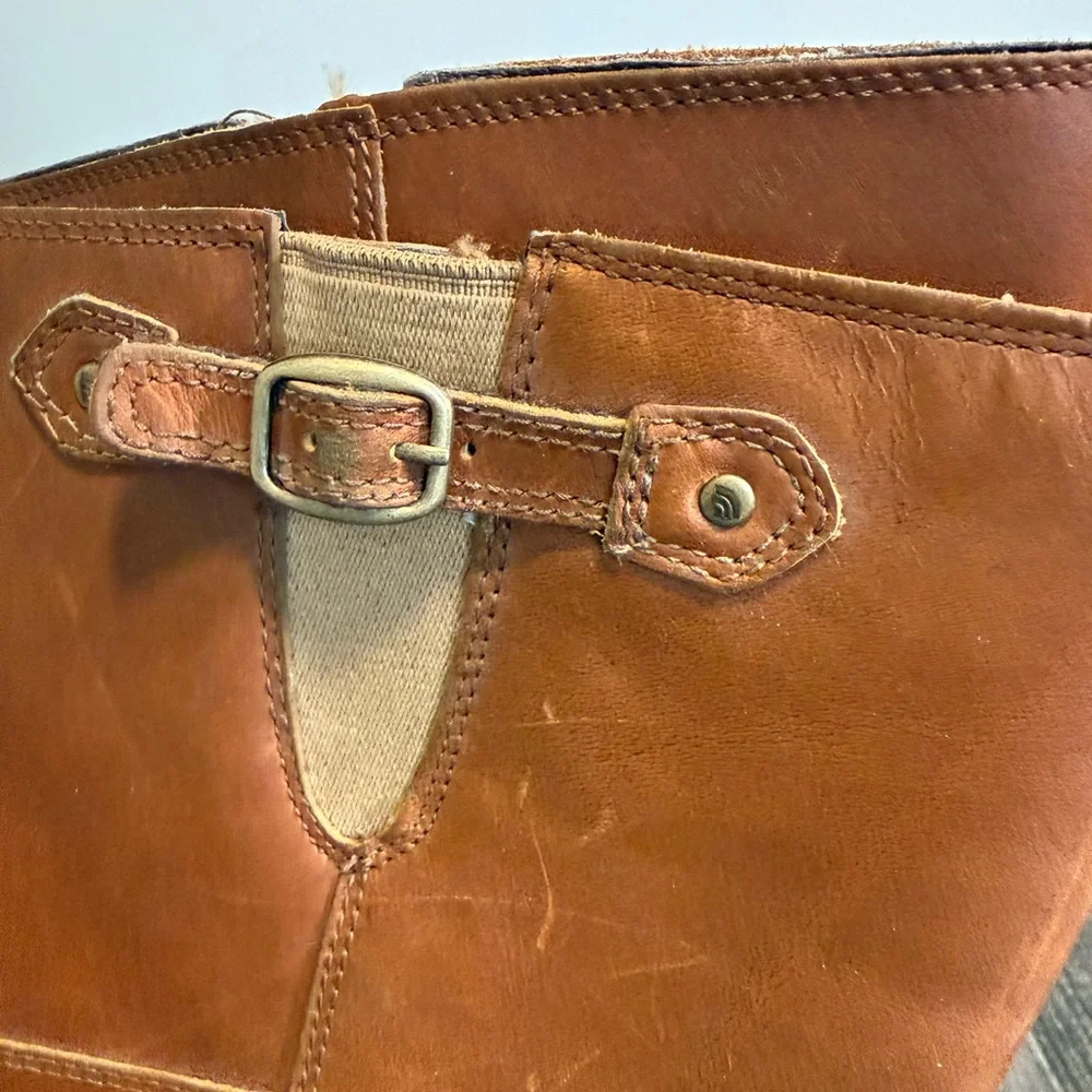 The‎ North Face Waterproof Tall Leather Riding Boots Lug Sole Buckle Zip Women 9